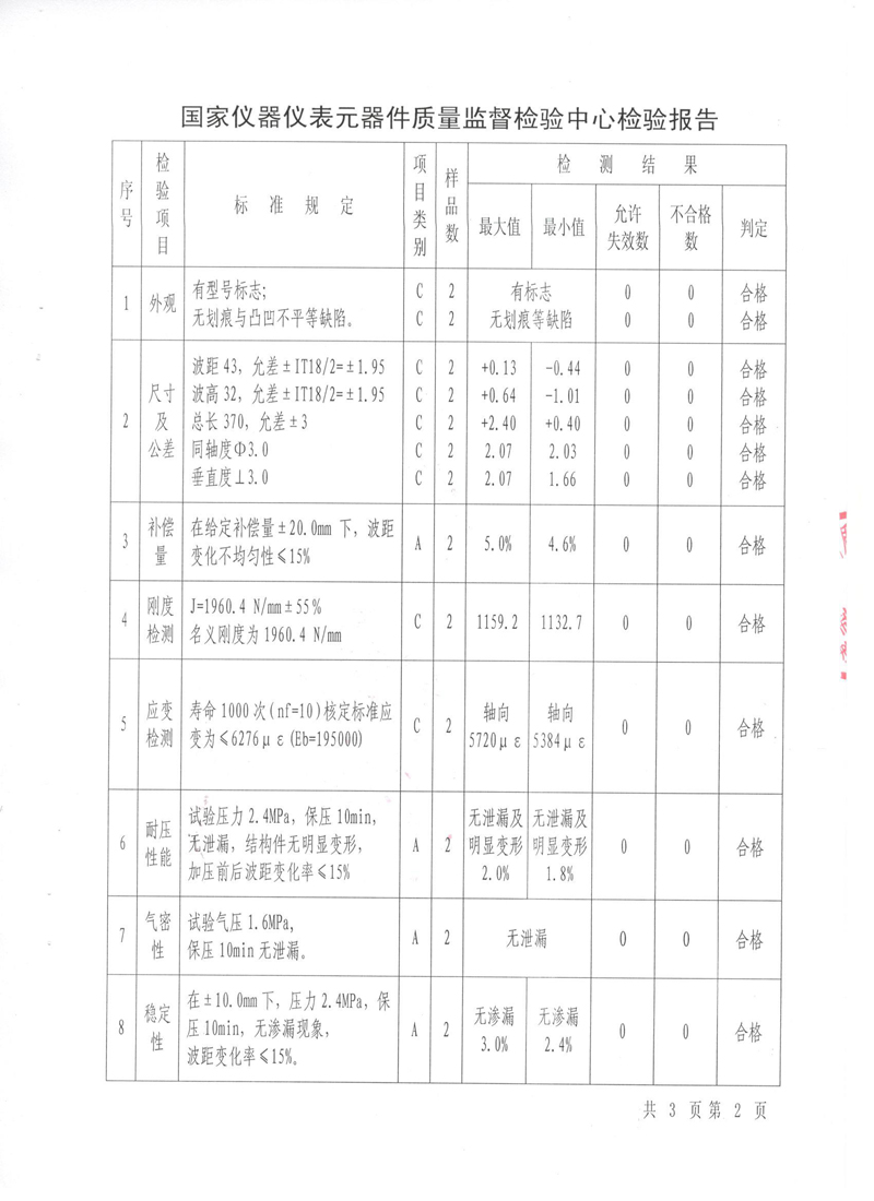 波紋管補償器檢驗報告